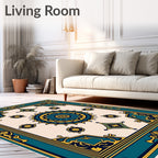 Teal and Yellow Medallion Mandala Rug