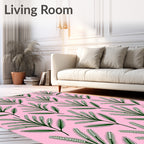 Whimsical Green Feathered Fern Rug