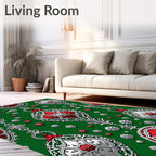 Red Silver Festive Ornament Collection Rug
