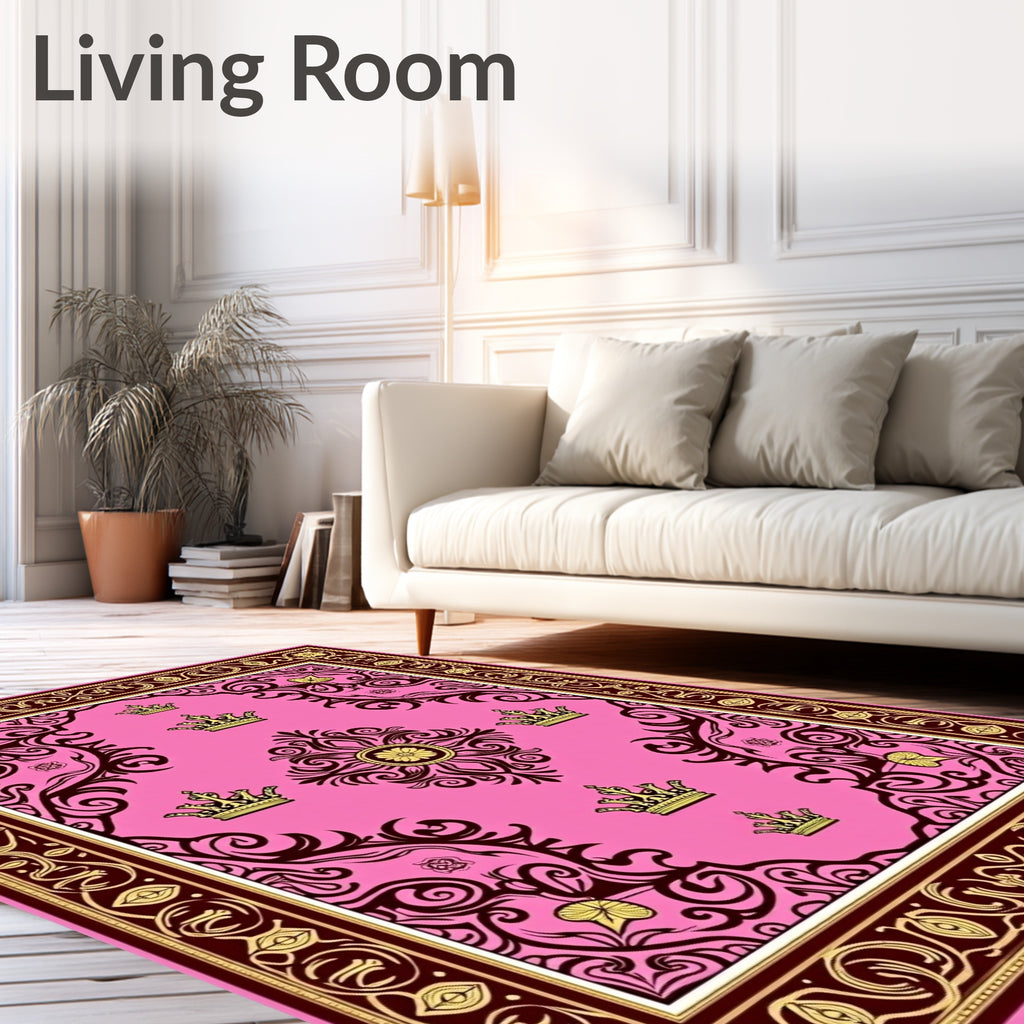 Pink Crown Baroque Flourish Rug