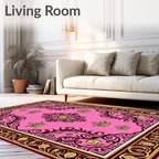 Pink Crown Baroque Flourish Rug
