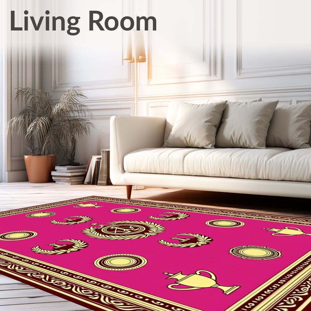 Crimson Laurel Award Trophy Medallion Rug