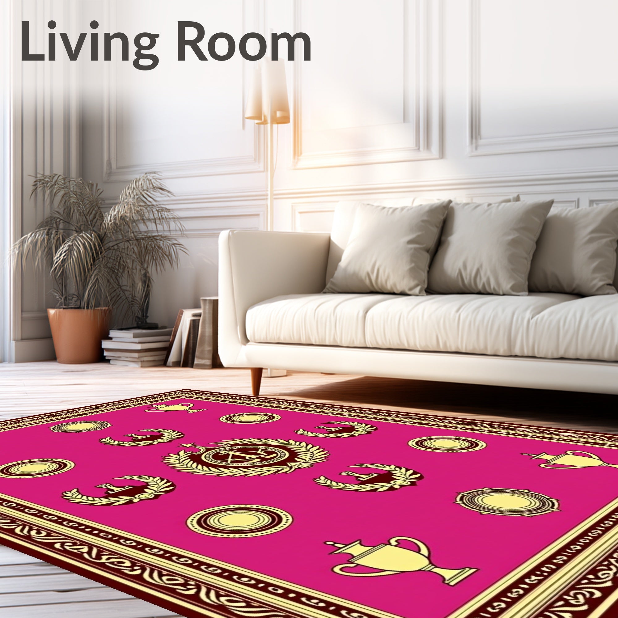 Crimson Laurel Award Trophy Medallion Rug
