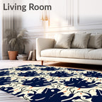 Mid-Century Modern Navy Abstract Forms Rug