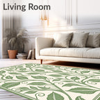 Green Leafy Vine Scrollwork Rug
