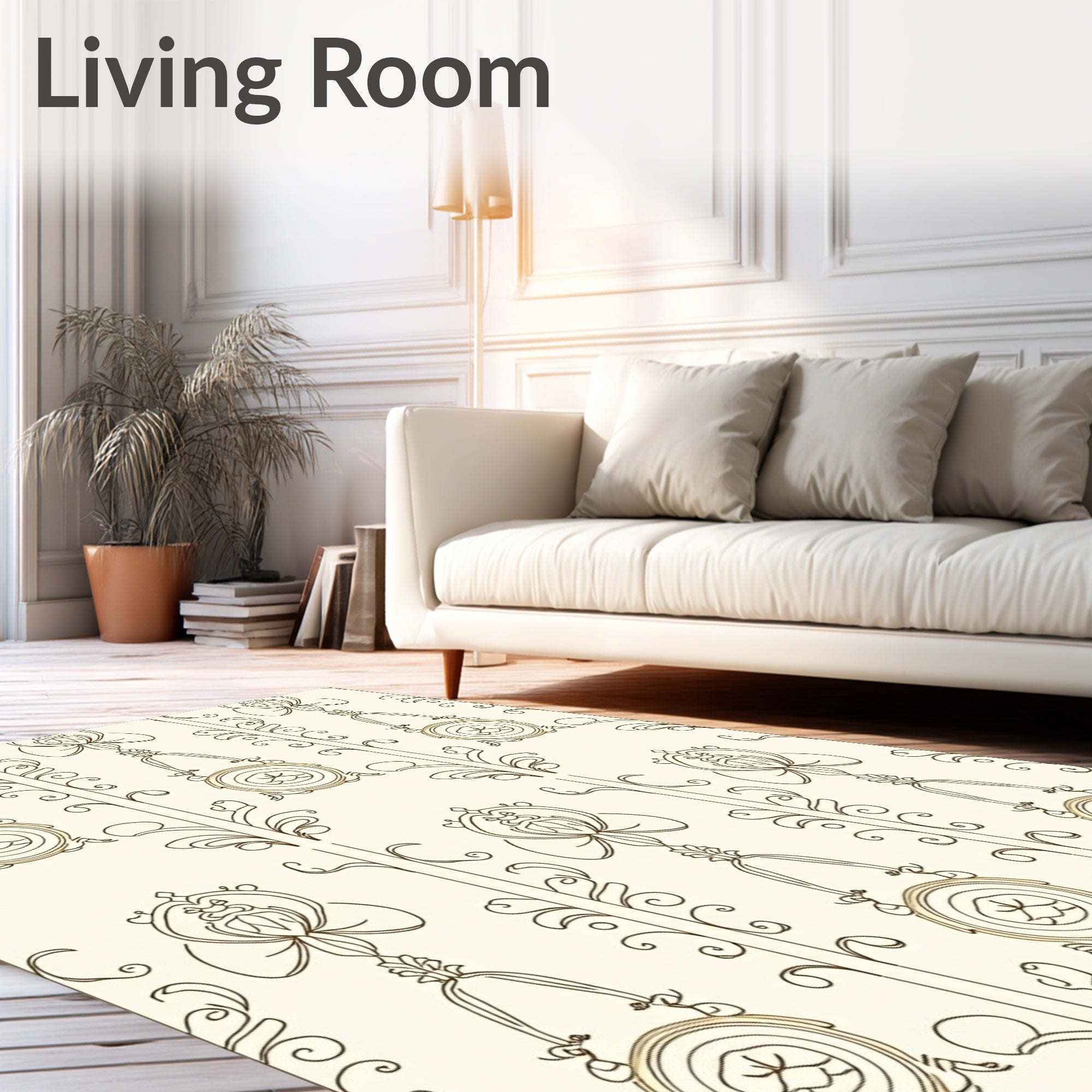 Elegant Bronze Floral Arch Border Rug