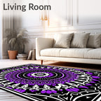 Vibrant Purple Black Floral Medallion Rug