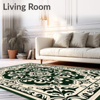 Emerald Cream Vintage Floral Rococo Rug