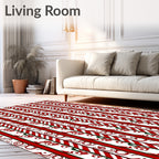 Crimson White Swirl Stripe Overlay Rug