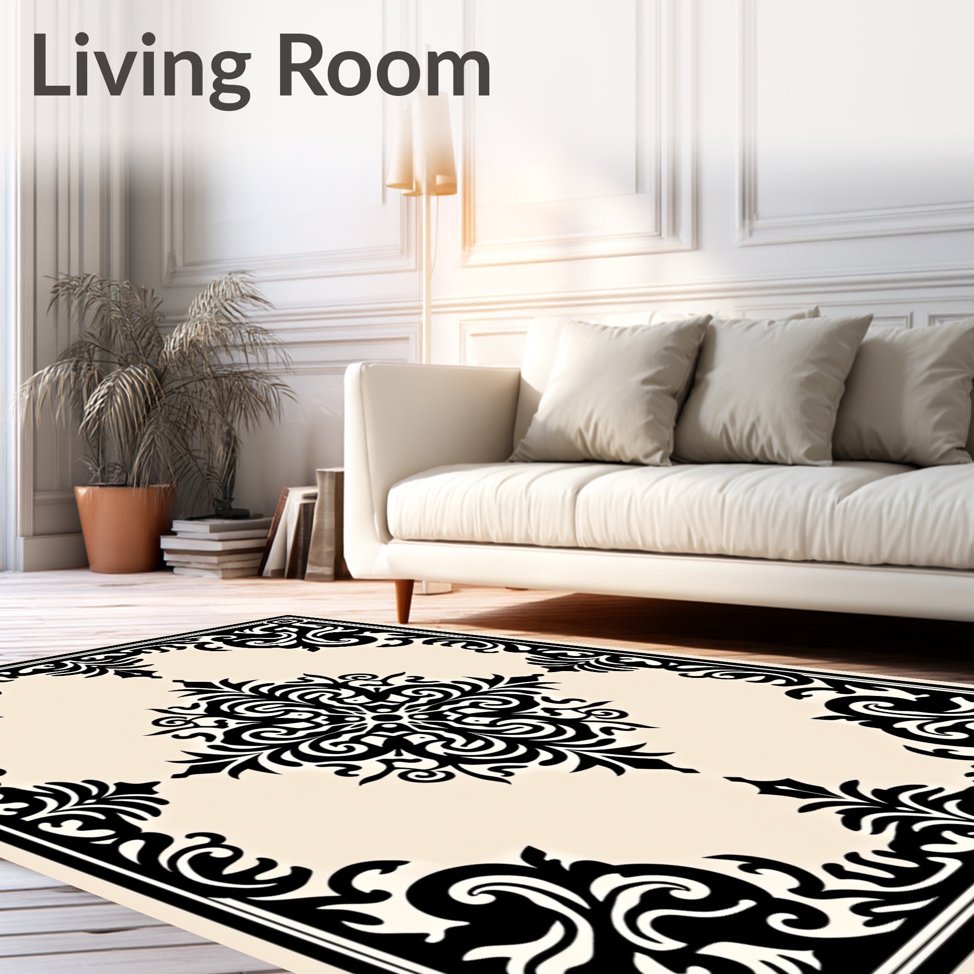 Black Ivory Baroque Medallion Rug