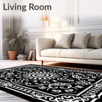 Monochromatic Floral Medallion Border Rug