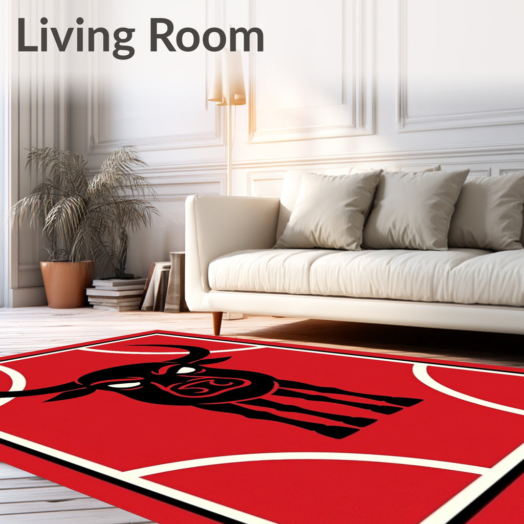 Crimson Bull With White Arch Border Rug