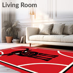 Crimson Bull With White Arch Border Rug