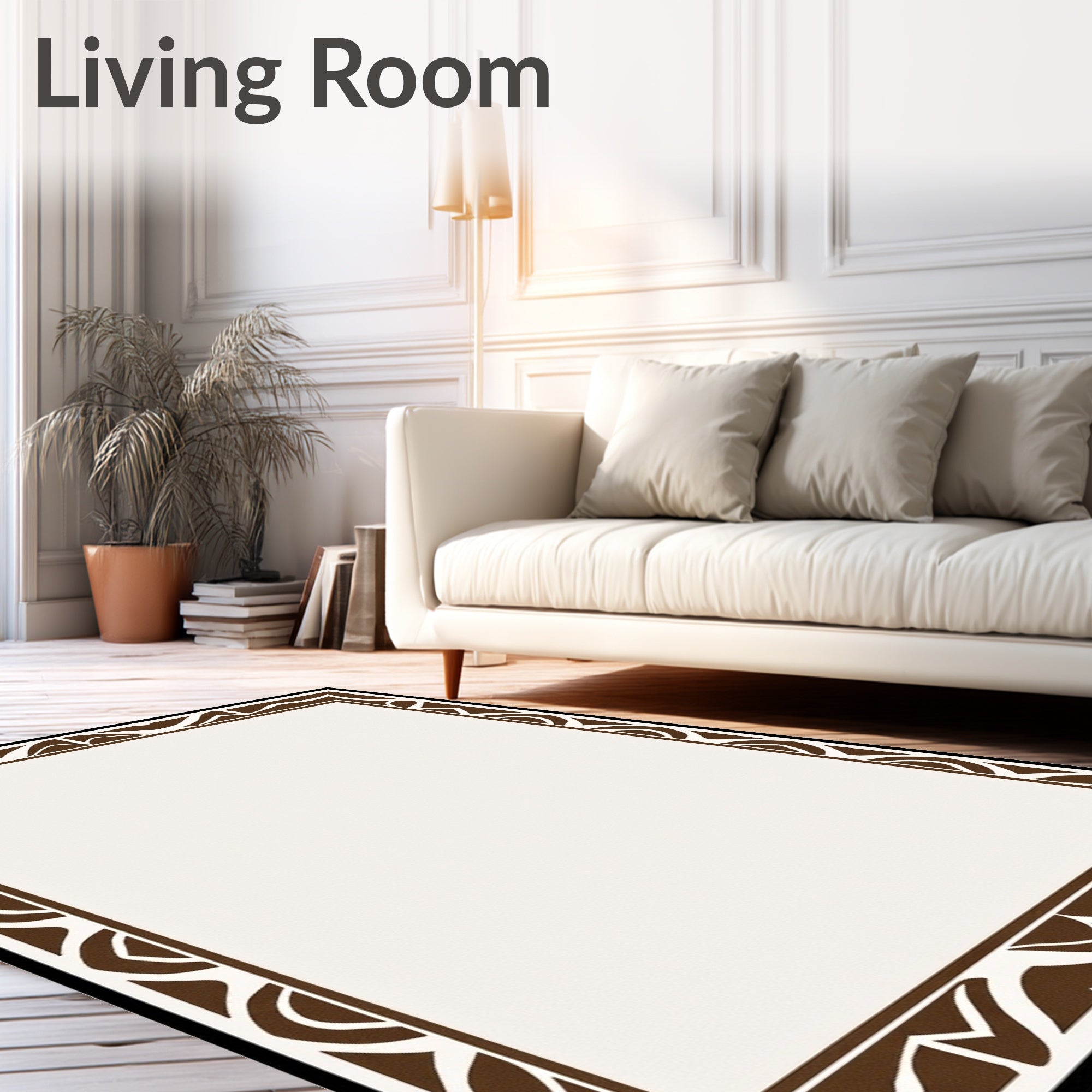 Brown Geometric Tribal Border Rug