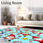 Cute Christmas Gnomes Candy Cane Stars Rug