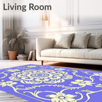Floral Medallion on Periwinkle Background Rug