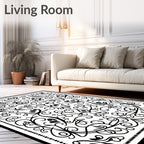 Gothic Black Swirl Skull Heart Rug