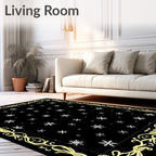Winter Snowflakes Gold Ornament Rug