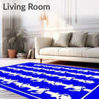 Bold Blue White Anchor Nautical Repeats Rug