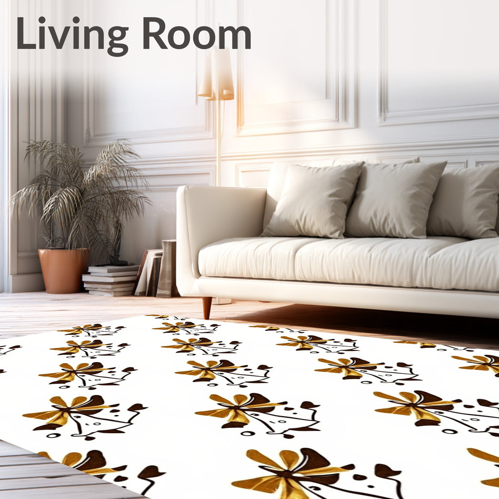 Gold Amber Festive Bell Repeating Pattern Rug