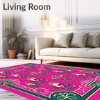 Rich Magenta Floral Medallion Rug