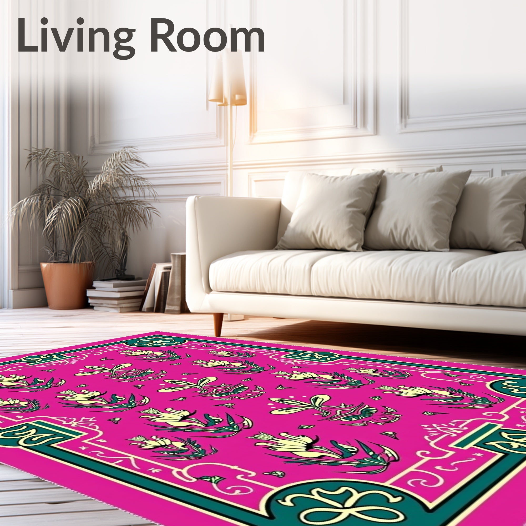 Rich Magenta Floral Medallion Rug