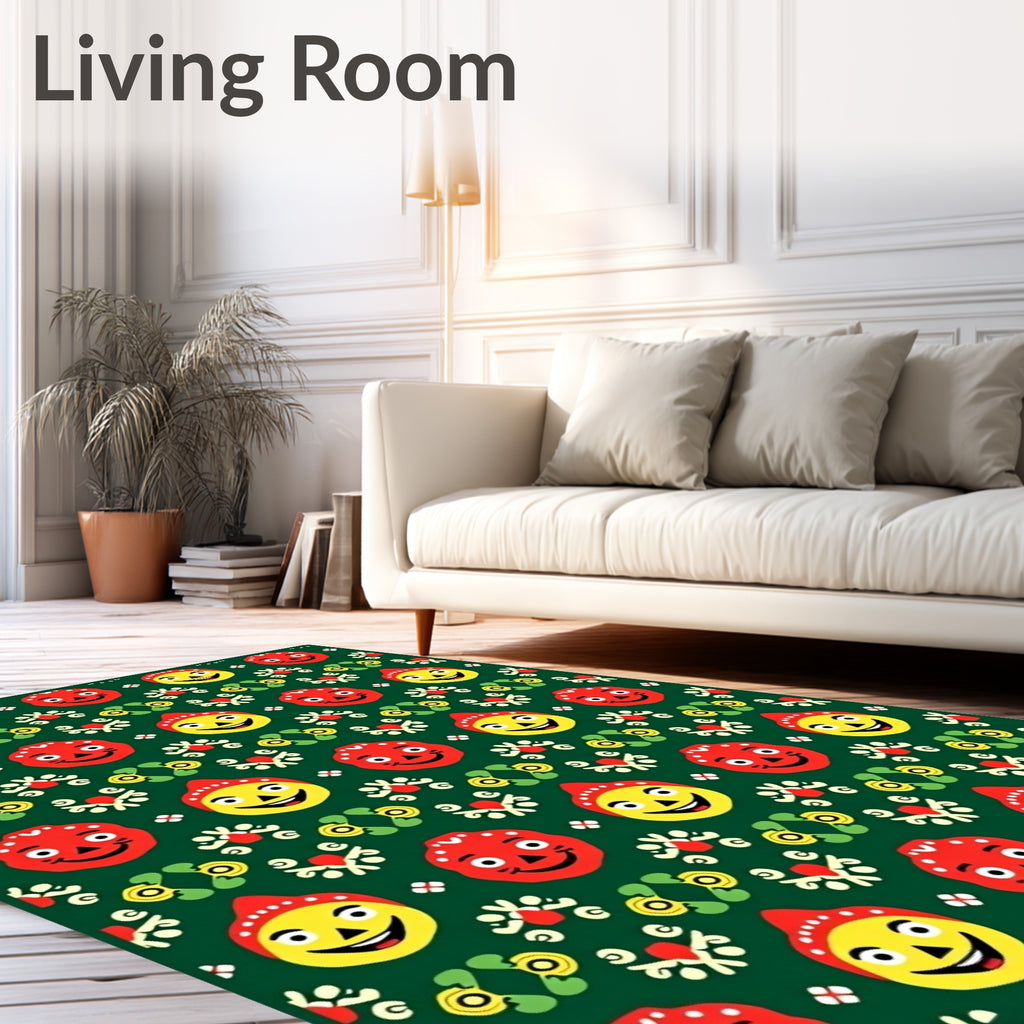 Red Yellow Happy Face Folk Rug