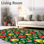 Red Yellow Happy Face Folk Rug