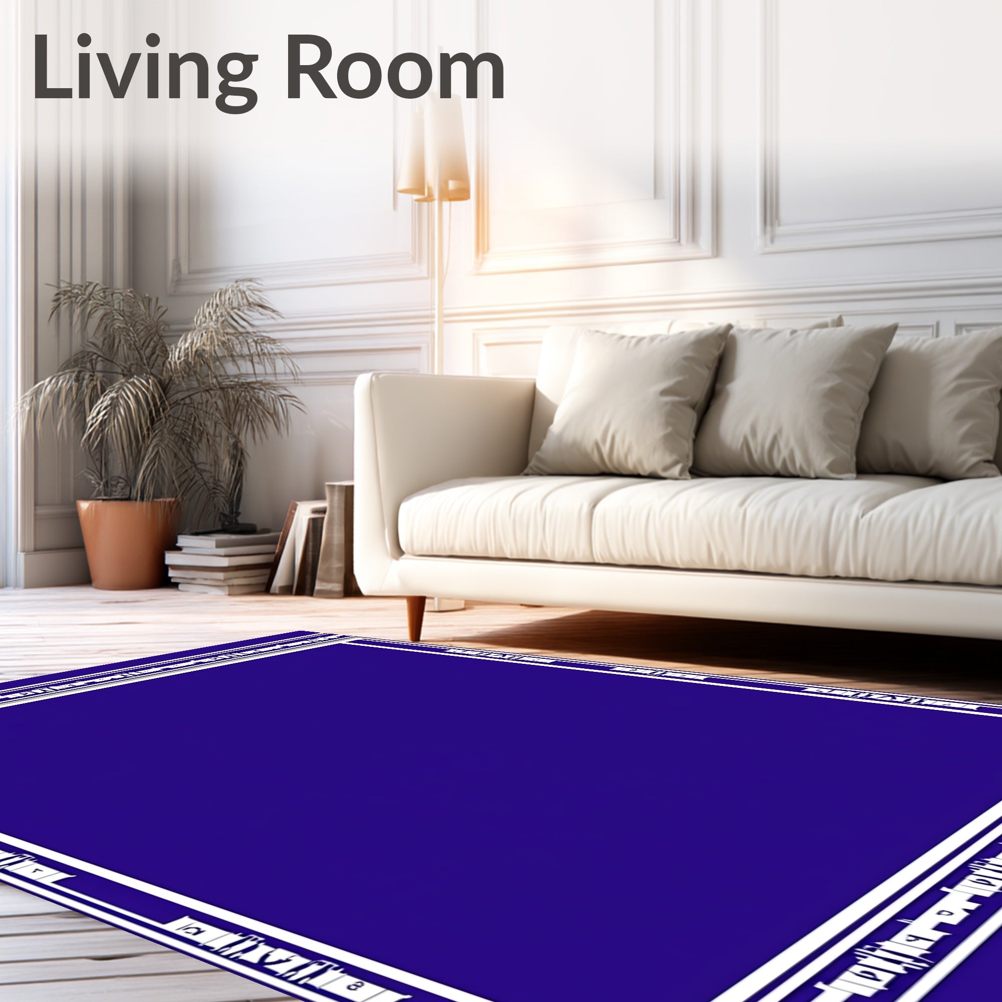 Deep Indigo White Frame Accents Rug