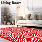 Bold Red Swirl Abstract Maze Rug