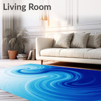 Deep Blue Swirl Water Abstract Rug