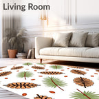 Tan Leaf Green Palm Scatter Rug