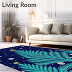 Teal Christmas Tree Starry Night Rug