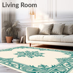 Victorian Teal Floral Square Rug