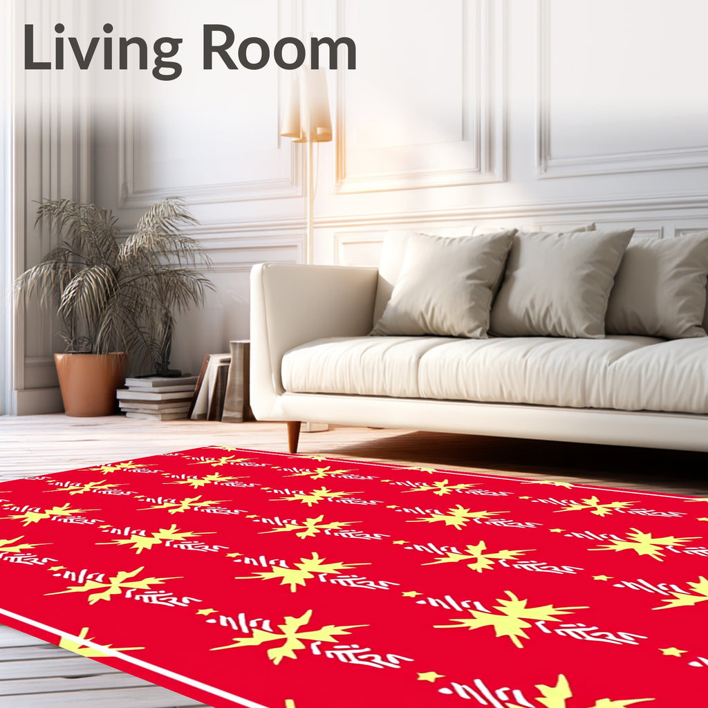 Red Yellow Abstract Vertical Column Rug