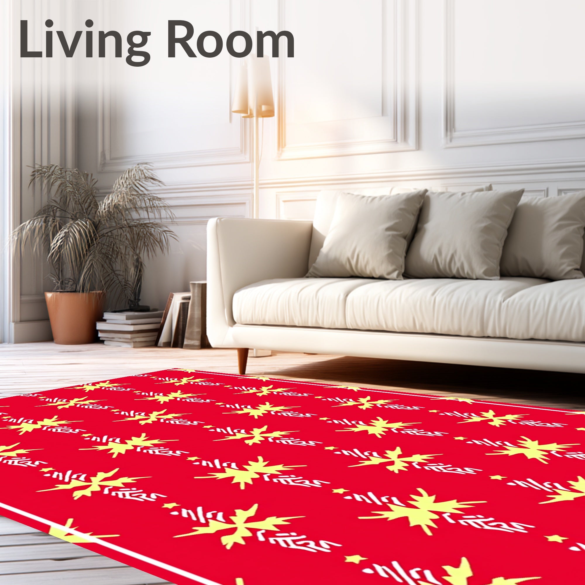Red Yellow Abstract Vertical Column Rug