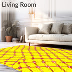 Bold Yellow Red Lattice Rug