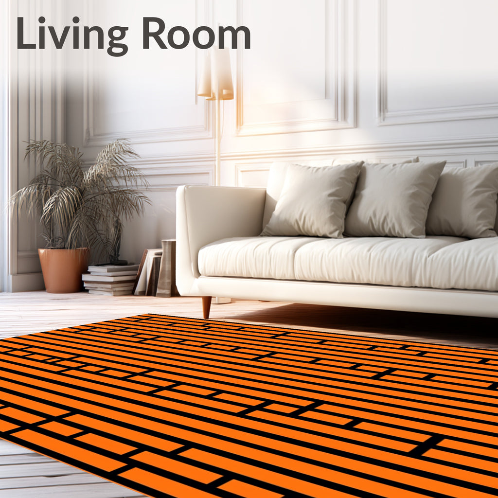 Bold Orange Vertical Stripe Accents Rug