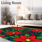 Crimson Poinsettia Garden All-Over Rug