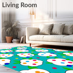 White Blossom Polka Dot Teal Rug