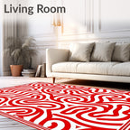 Fiery Red Labyrinth Curves Rug