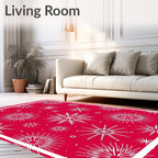 Festive Red White Snowflake Collage Rug