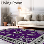 Rich Violet Intricate Mandalas Border Rug