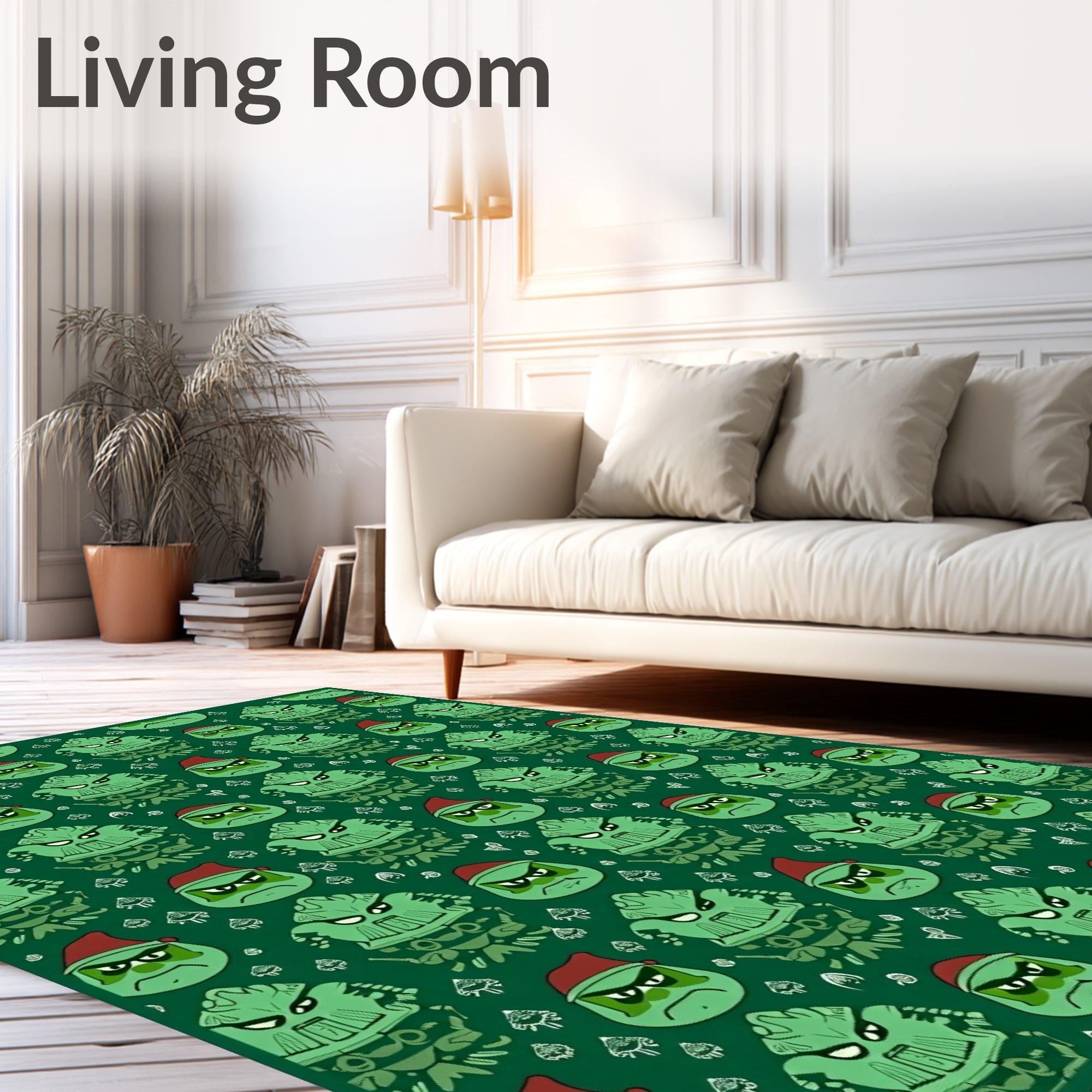Green Grinch Christmas Monsters Rug