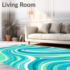 Ocean Aqua Teal Swirl Rug
