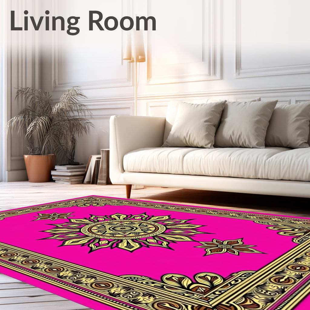 Golden Sunflower Inlay Frame Rug