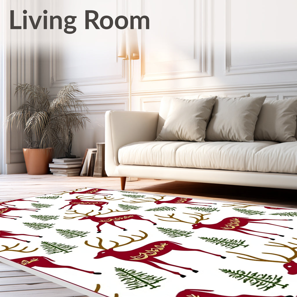 Rich Red Majestic Stag Forest Rug