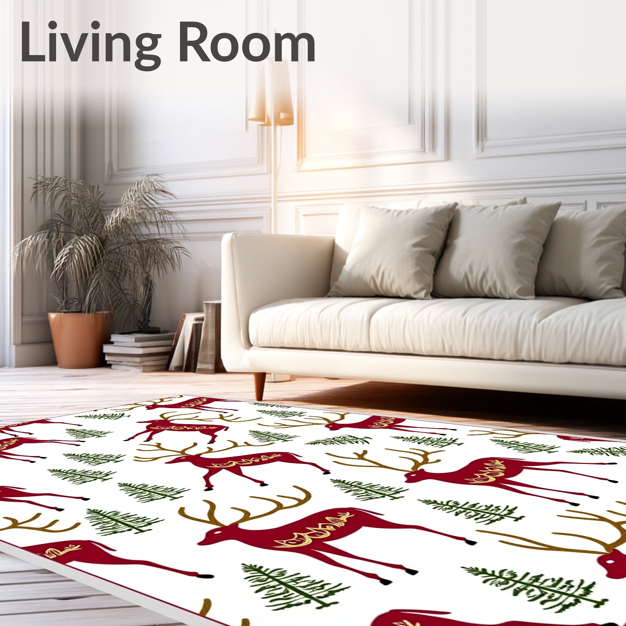 Rich Red Majestic Stag Forest Rug