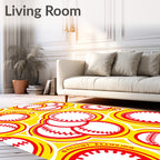 Red And Yellow Baseball Circles Rug