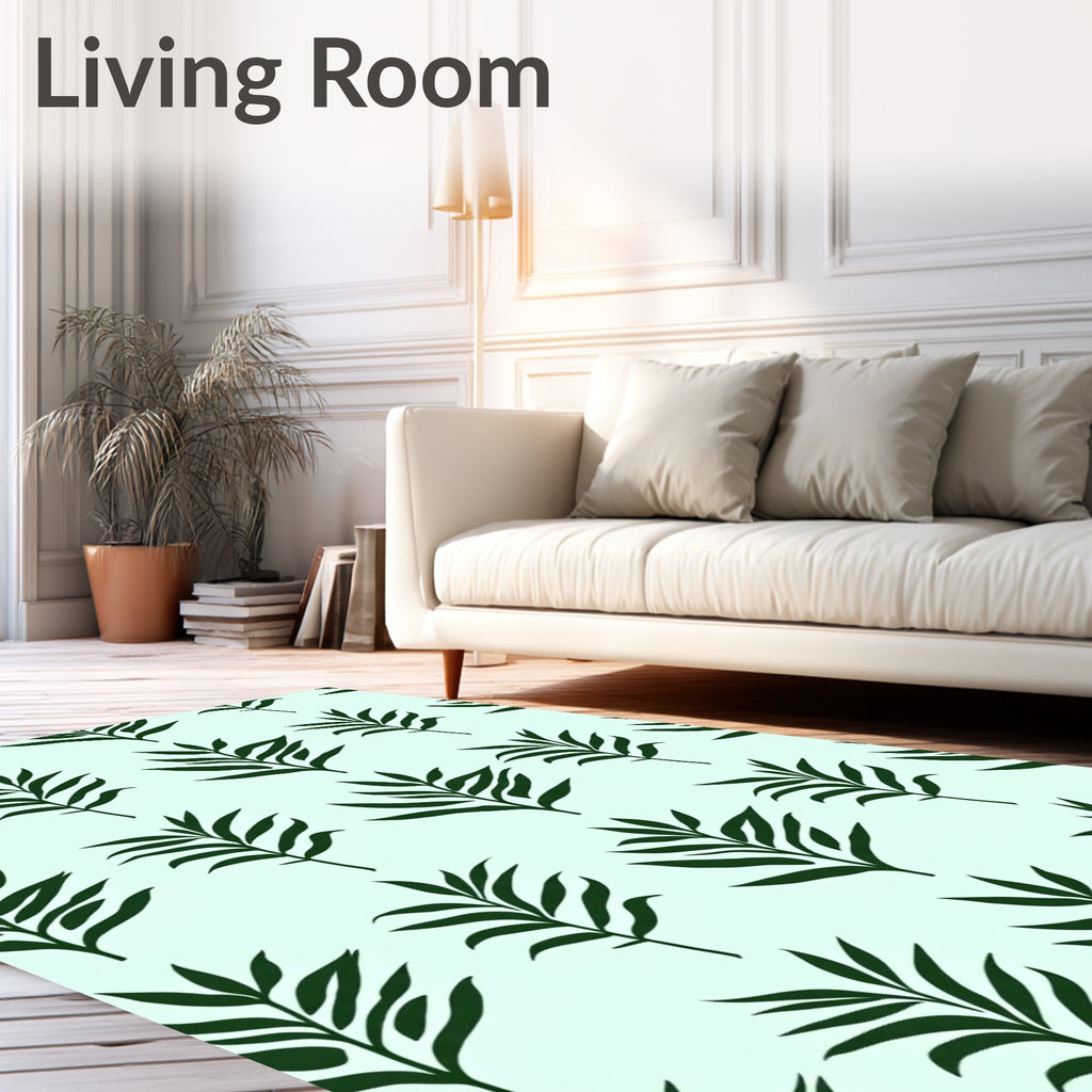 Deep Green Leafy Tropical Spread Rug